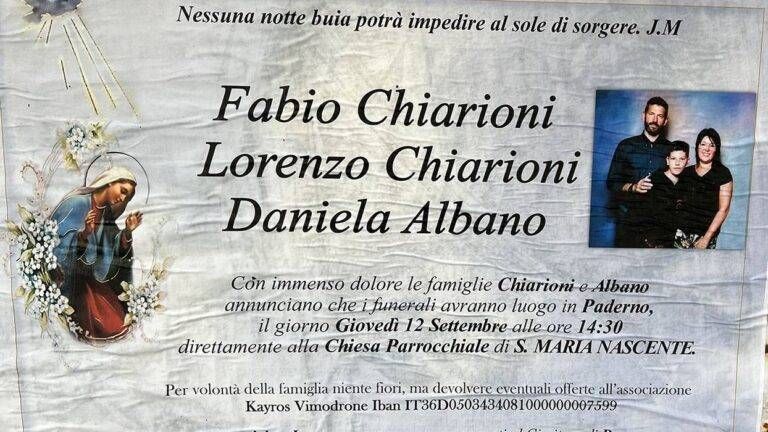 Strage di Paderno, funerali e lutto cittadino. La famiglia Chiarioni: no fiori, ma donazioni funerali famiglia paderno 768x432
