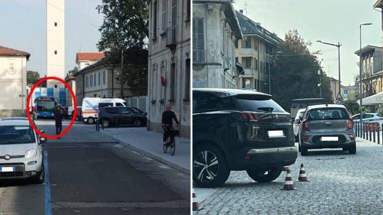 Paderno, parcheggi troppo corti per i suv: l’autobus non riesce a passare Autobus incastrato a Paderno 768x432