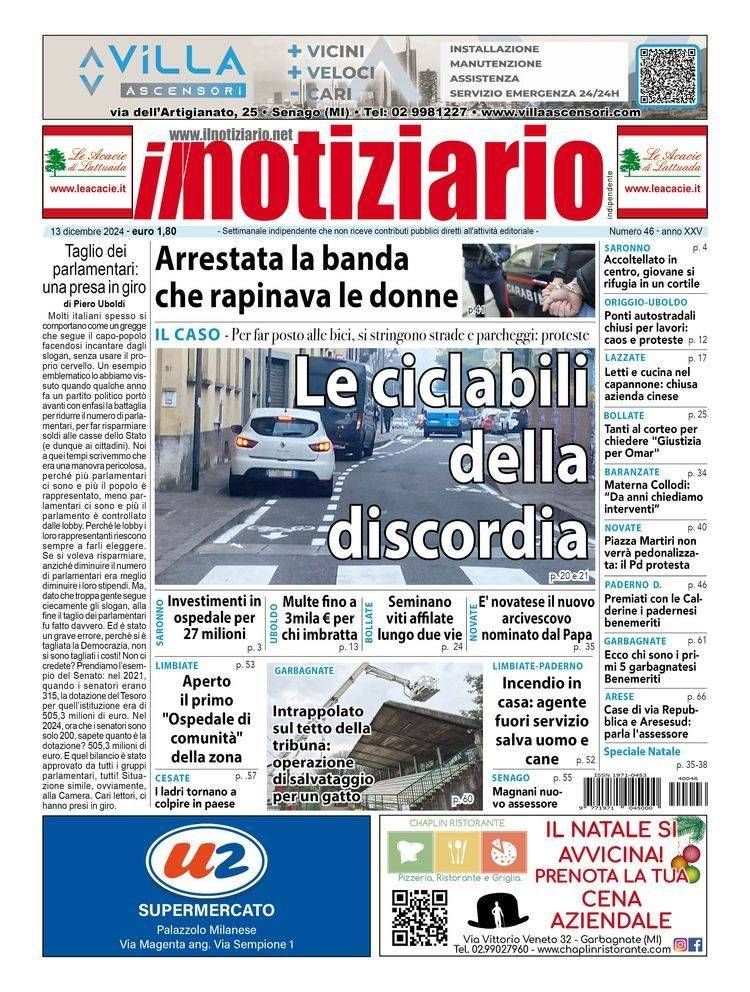 Piste ciclabili e polemiche, da Bollate a Solaro, 27 milioni per l’ospedale di Saronno | ANTEPRIMA ciclabili bollate solaro