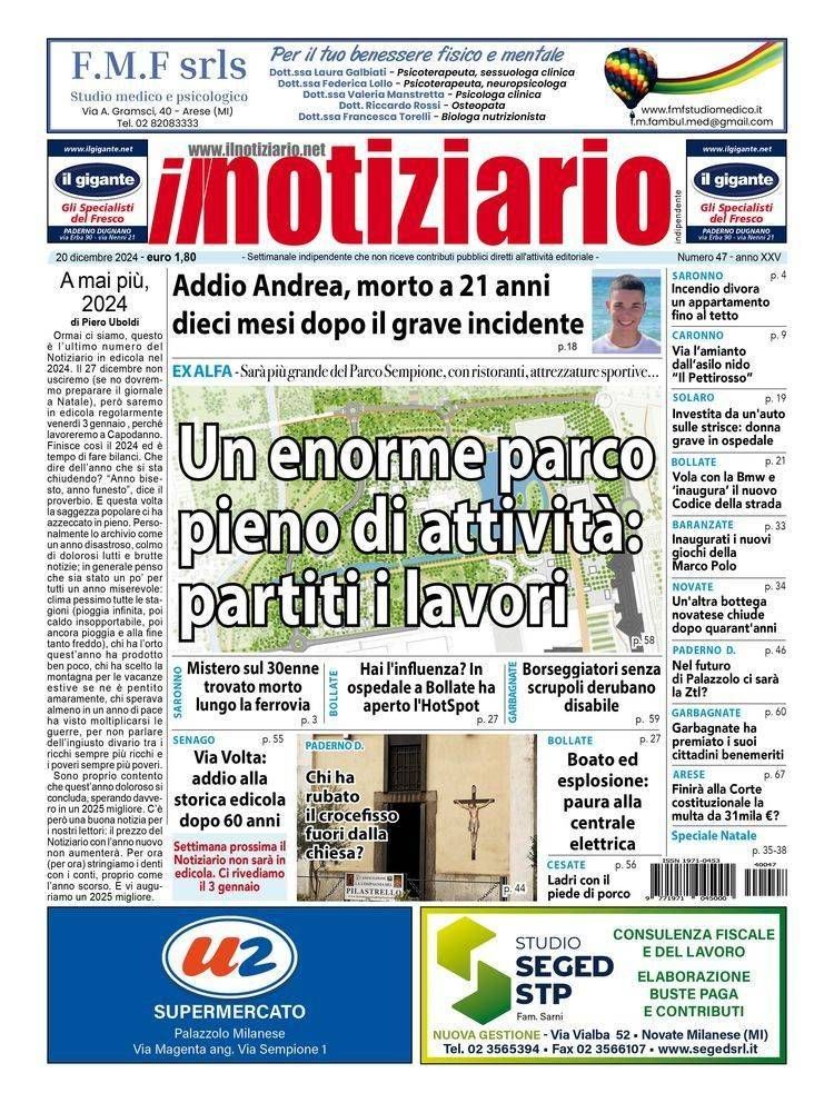 Ex Alfa, partiti i lavori per il maxi parco pieno di attività, a Saronno il mistero del morto sulla massicciata prima pagina notiziario