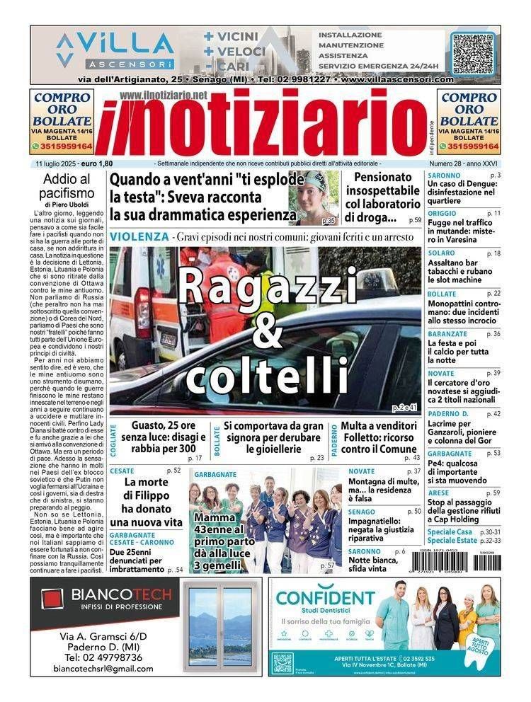 Ragazzi e coltelli, aggressioni a Saronno e Cormano; da Novate Sveva racconta: “Quando ti esplode la testa” – ANTEPRIMA prima pagina notiziario