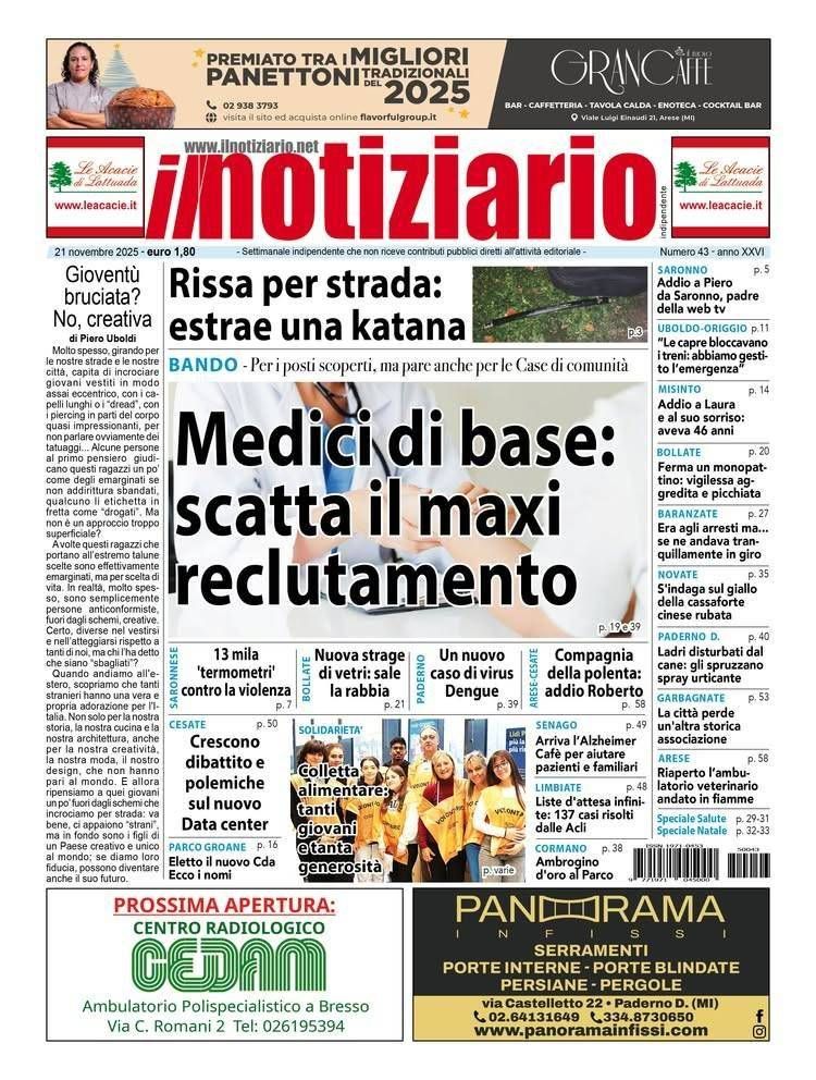 Medici di base, maxi reclutamento da Bollate a Saronno; rissa in strada, spunta una katana prima pagina notiziario medici di base