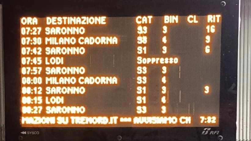 Guasto in stazione a Garbagnate Milanese, ritardi fino a 48 minuti dei treni Trenord tra Milano e Saronno trenord ritardi