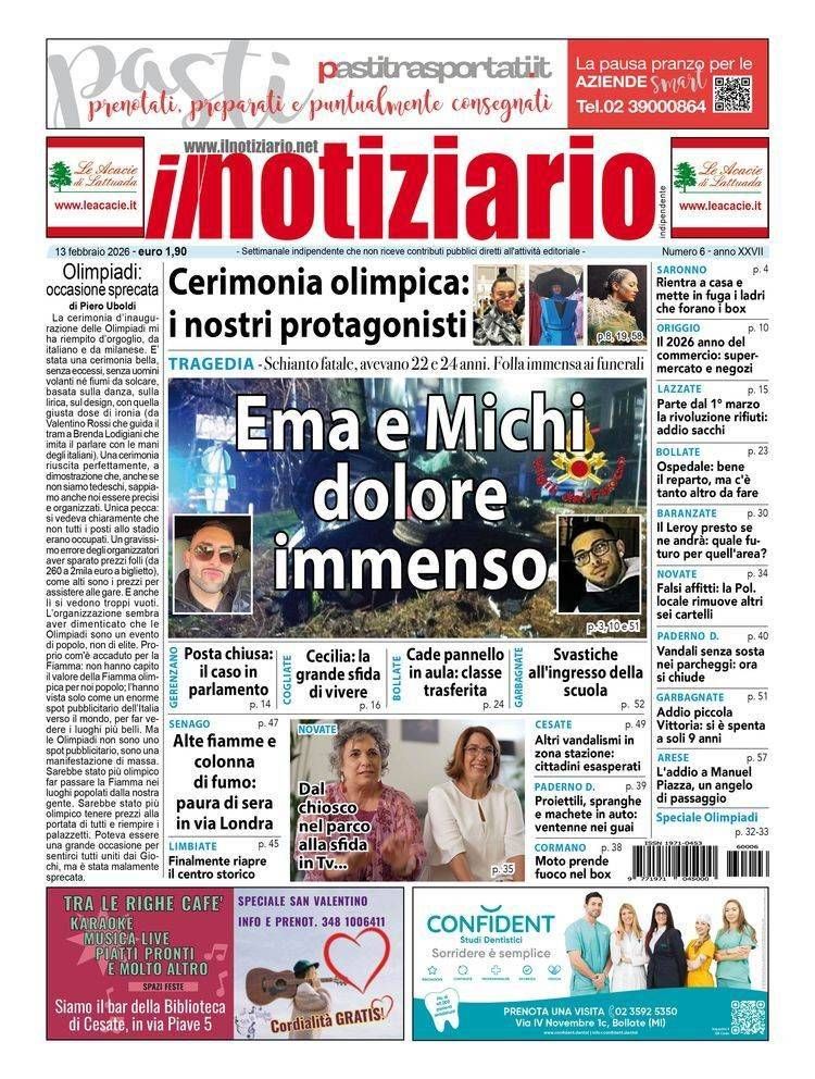 Ema e Michi, il dolore ai funerali a Garbagnate e Caronno, cerimonia olimpica, tanti protagonisti di qui – ANTEPRIMA caronno garbagnate funerali ema michi prima pagina