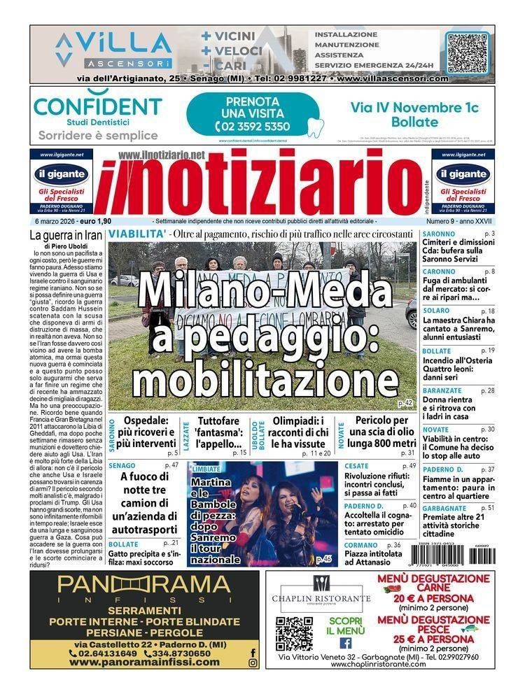 Milano-Meda, mobilitazione contro il pedaggio; Lazzate, tuttofare “fantasma”, appello dopo i raggiri prima pagina notiziario mialno-meda