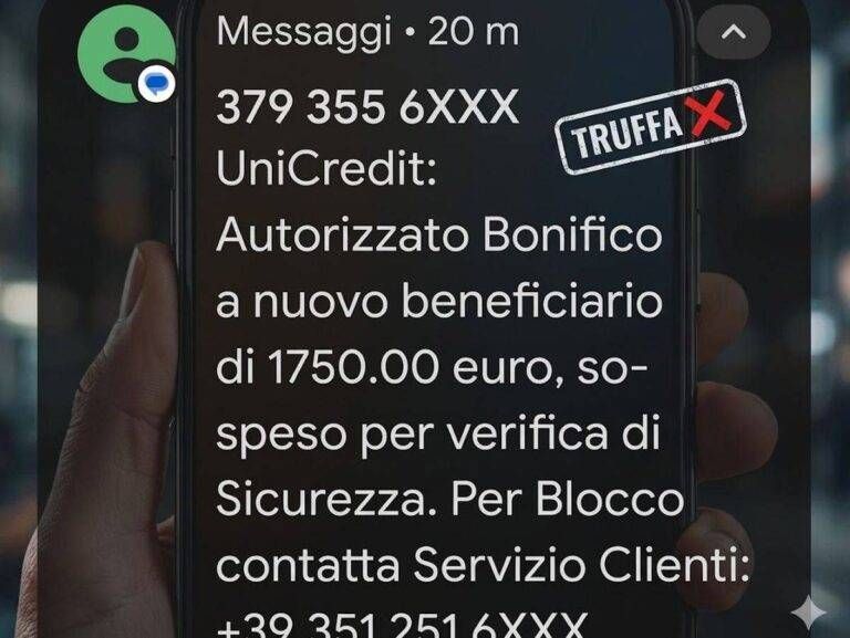 Allerta SMS svuota-conti: il finto bonifico UniCredit che inganna anche i non clienti truffa sms bonifico unicredit
