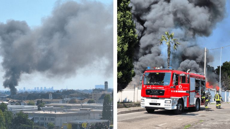 Incendio a Paderno, fiamme da un garage a Cassina Amata: fumo visibile a chilometri di distanza incendio paderno cassina 768x432