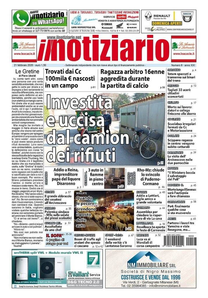Investita e uccisa dal camion dei rifiuti; 100mila euro in contanti nel campo – ANTEPRIMA prima pagina notiziario