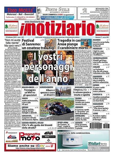 Ecco i personaggi dell’anno dei nostri paesi; tragedia in caserma, Arese piange – ANTEPRIMA prima pagina notiziario