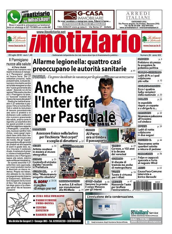 Anche l’Inter tifa per Pasquale; allarme legionella, 4 casi nella zona – ANTEPRIMA pp180720