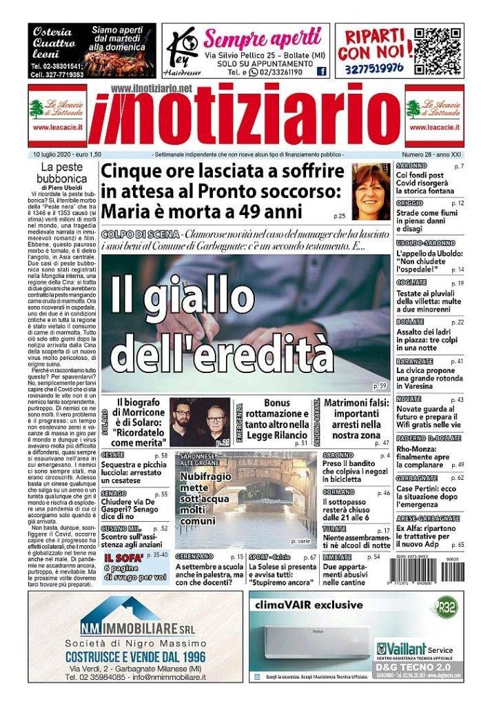 L’eredità contesa di Garbagnate; la mia amicizia col maestro Morricone | ANTEPRIMA prima pagina Notiziario