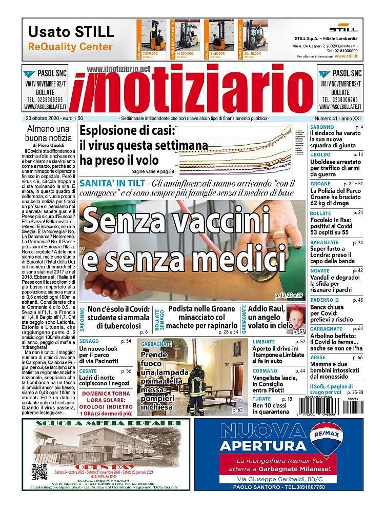 Covid, numeri impressionanti, mentre mancano vaccini e medici; a Saronno caso di Tbc a scuola PRIMA PAGINA NOTIZIARIO