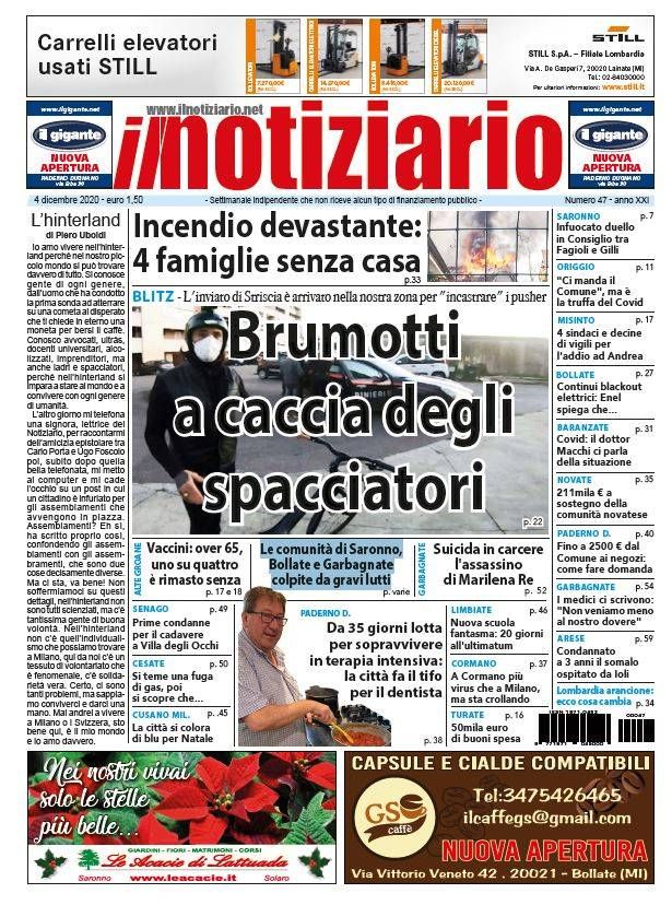 Brumotti contro lo spaccio tra Senago e Bollate; vaccini antinfluenzali finiti | ANTEPRIMA prima pagina Notiziario