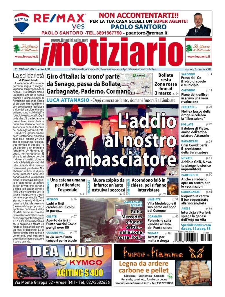 Limbiate, addio al nostro ambasciatore; Bollate resta rossa, contagi in aumento | ANTEPRIMA prima pagina notiziario
