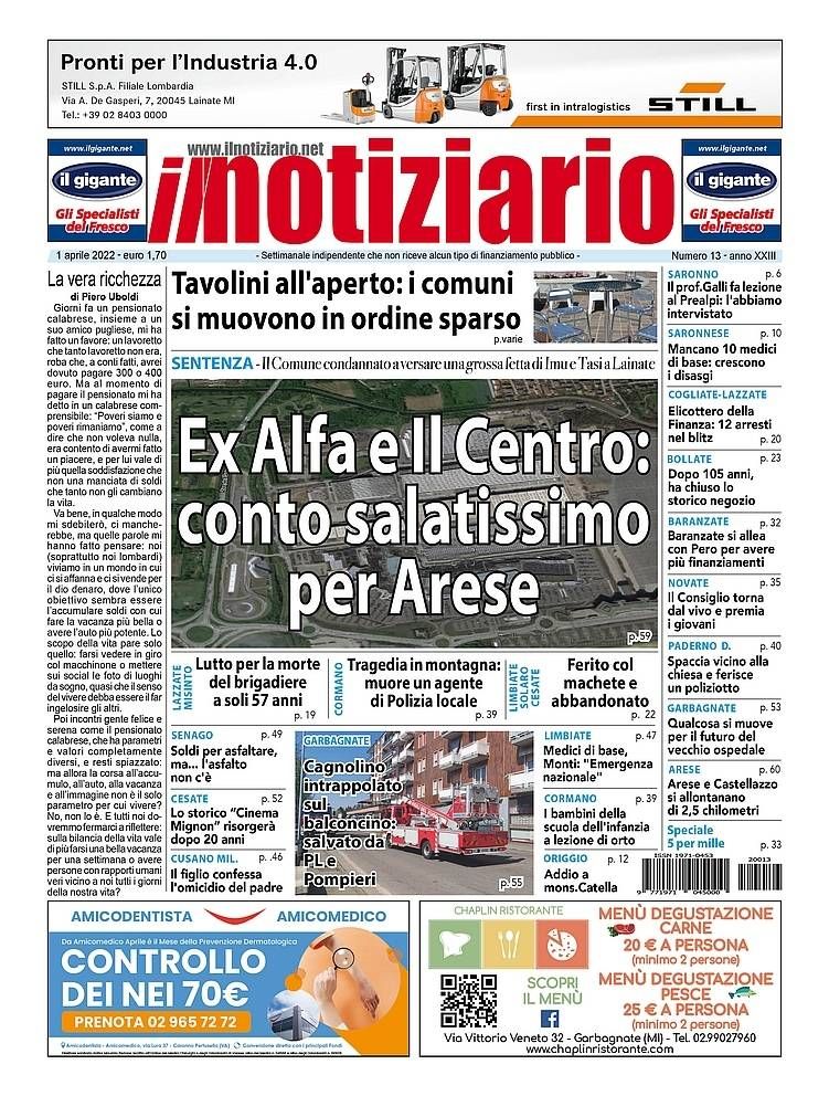 Ex Alfa e Il Centro, conto salatissimo per Arese; tavolini esterni bar e ristoranti, che succede? | ANTEPRIMA prima pagina notiziario