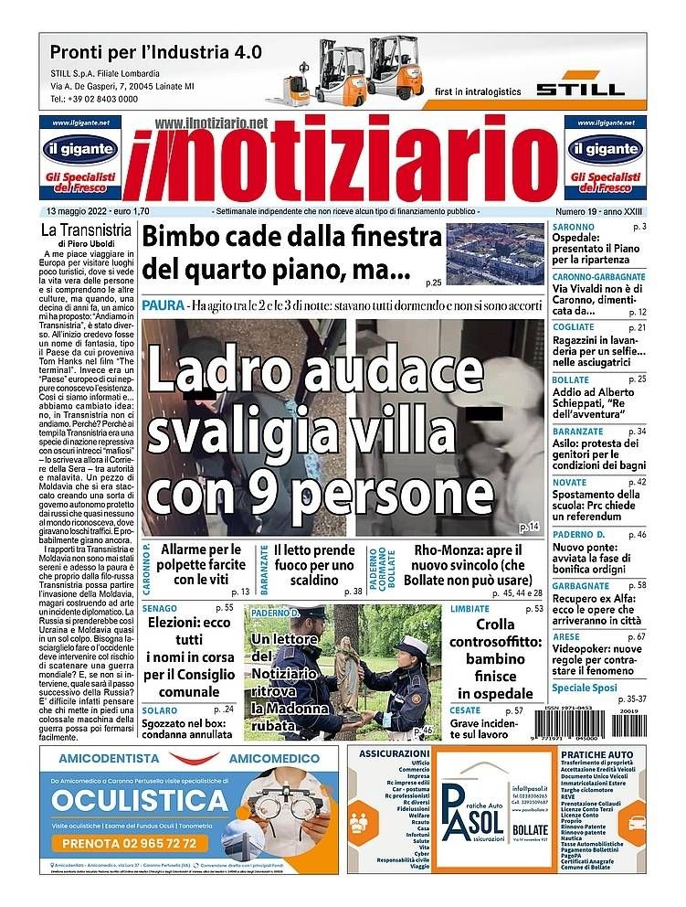 Ladro svaligia villa con 9 persone a Origgio; a Bollate bambino cade dal 4° piano | ANTEPRIMA Origgio ladro svaligia villa