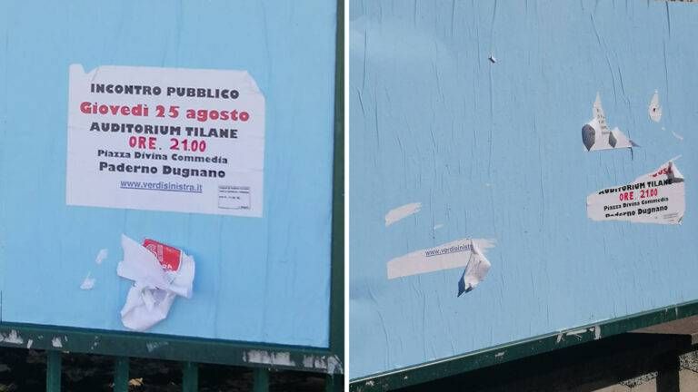 Elezioni a Paderno, manifesti strappati: chi ce l’ha con l’alleanza Verdi-Sinistra e Reti civiche? manifesti strappati paderno 768x432