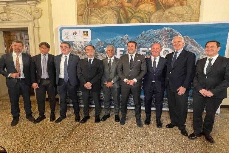 Milano Cortina Olimpiadi incontro Fontana Abodi Malago Zaia 768x512