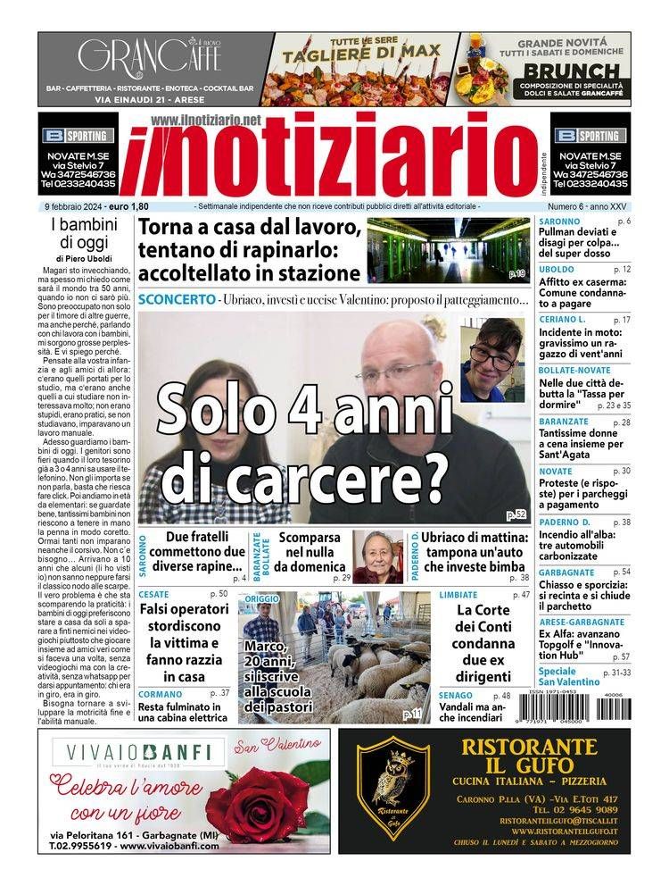 Garbagnate, solo 4 anni di carcere a chi uccise Valentino? A Bollate uomo accoltellato in stazione dopo il lavoro | ANTEPRIMA prima pagina notiziario valentino