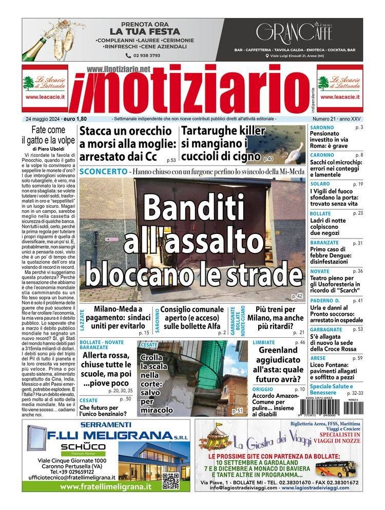 Assalto in ditta, strade bloccate a Paderno Dugnano; stacca l’orecchio alla moglie, arrestato a Garbagnate | ANTEPRIMA prima pagina notiziario