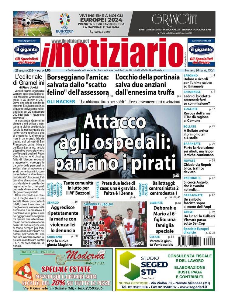 Attacco agli ospedali, parlano gli hacker; a Saronno, l’occhio della portinaia salva 2 anziani dalla truffa | ANTEPRIMA prima pagina notiziario