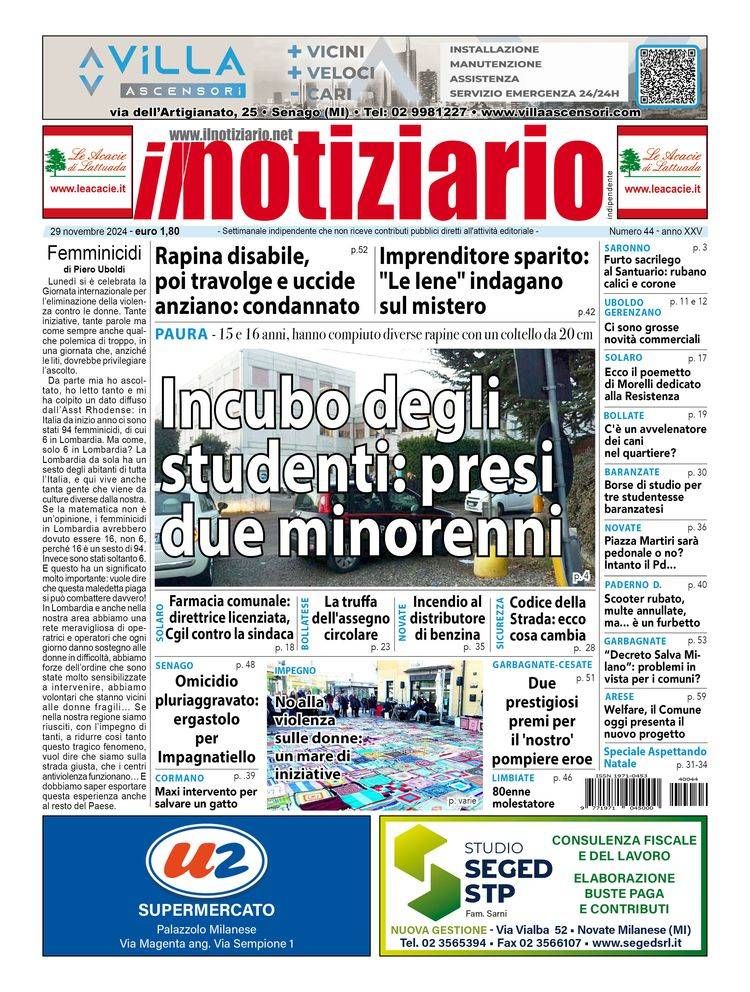 Incubo degli studenti a Saronno, arrestati 2 rapinatori minorenni; imprenditore “sparito”, le Iene a Paderno Dugnano | ANTEPRIMA prima pagina anteprima rapinatore imprenditore