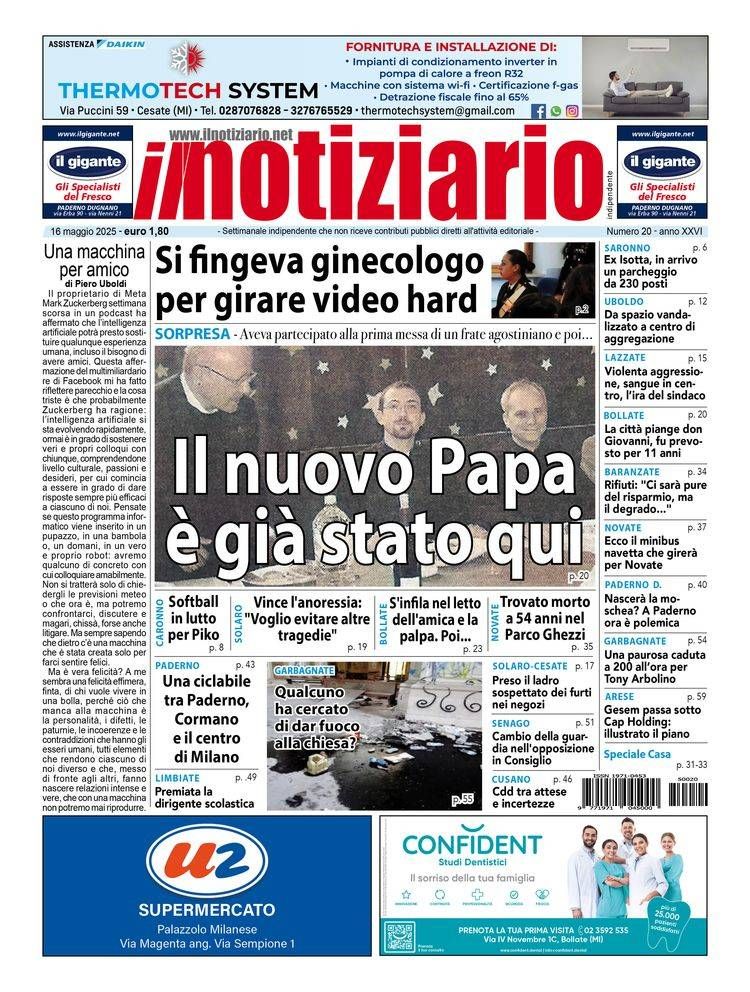 Il nuovo Papa Leone XIV è già stato qui; Saronno, si fingeva ginecologo per girare video hard nuovo papa prima pagina