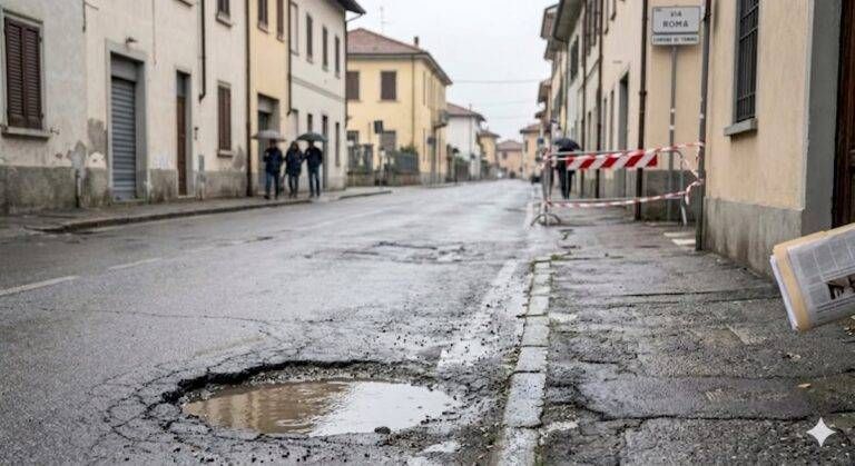 buca strada inciampa